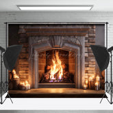 Lofaris Jahrgang Luxus Kamin Kerzen Weihnachten Hintergrund